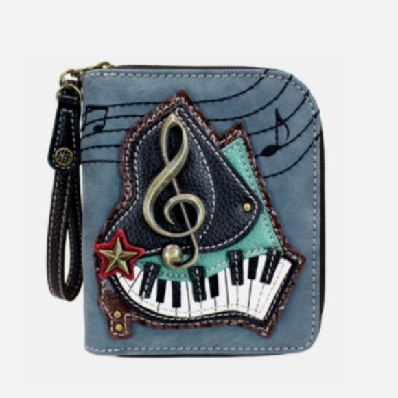 Chala Piano Zip-Around Wristlet Wallet Indigo Blue - Picture 1 of 5